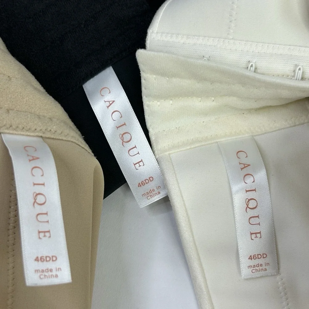 Cacique Lightly Lined Balconette Bra 46DD Black, Tan, Cream Underwired Lot of 3